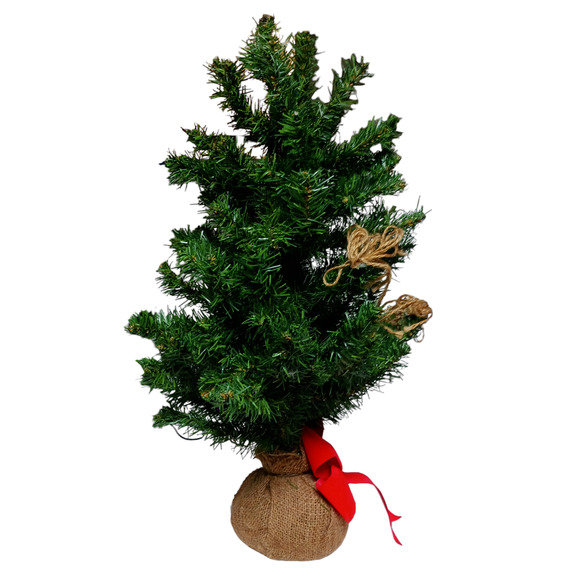 Vintage Tabletop Christmas Tree 🎄 24" Rustic Burlap Base Farmhouse Decor - Picture 3 of 10